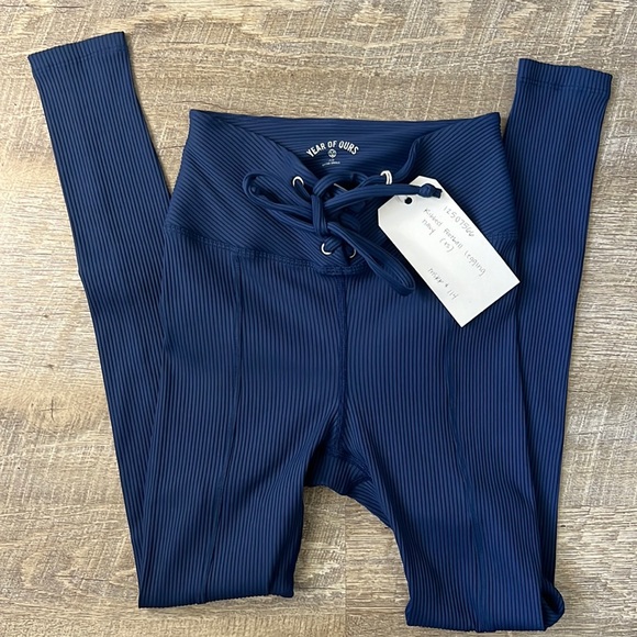Year of Ours Pants - NWT Year Of Ours Navy Blue Ribbed Football Leggings Size XS
